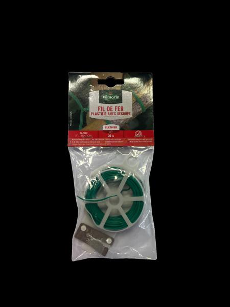 Matériel de jardinage - Fil de Fer Plastifié avec Découpe - 20 m - face recto